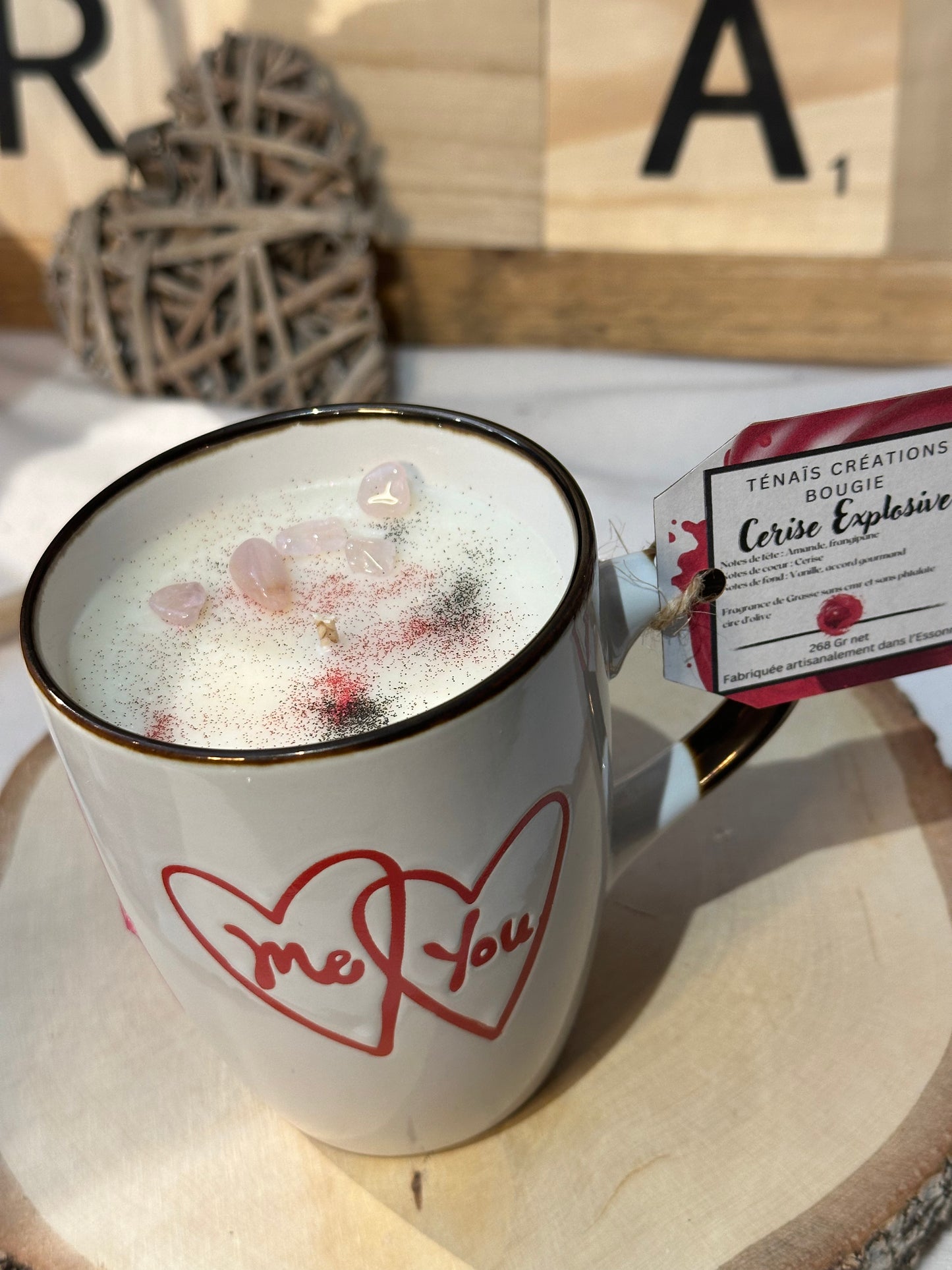 Bougie Parfumée CERISE EXPLOSIVE – Cire d'Olive Naturelle Parfum Fruité | Formats Originaux Fait Main
