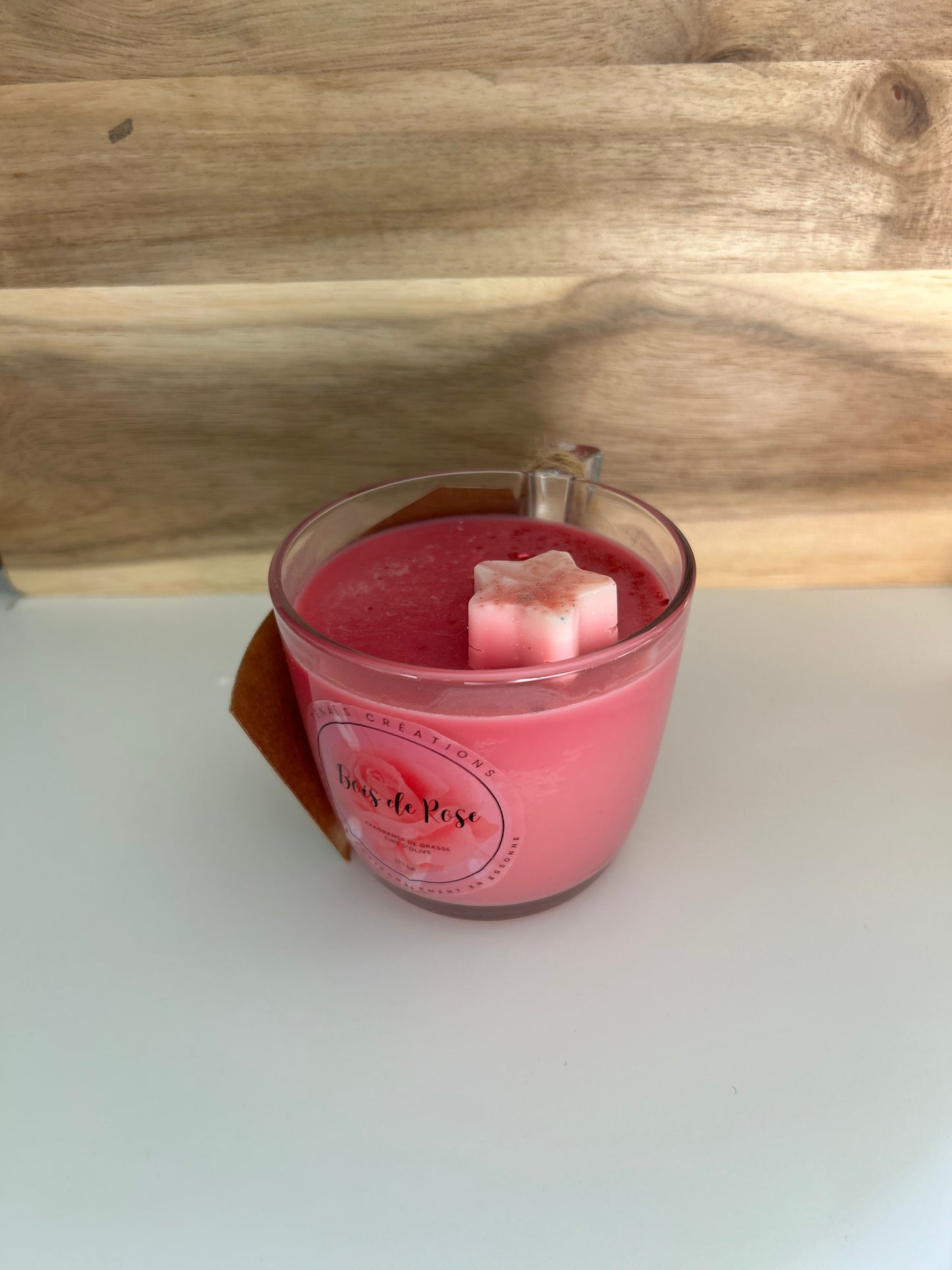 Bougie Parfumée BOIS DE ROSE – Cire d'Olive Naturelle Élégante & Florale | Formats Artisanaux Fait Main